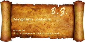 Bergmann Zakeus névjegykártya